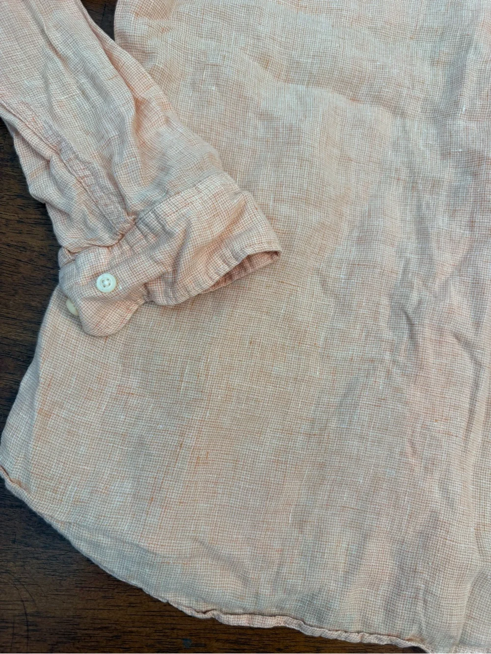 Banana Republic Camden Fit Peach Linen Long Sleeve Button Down Shirt Mens M